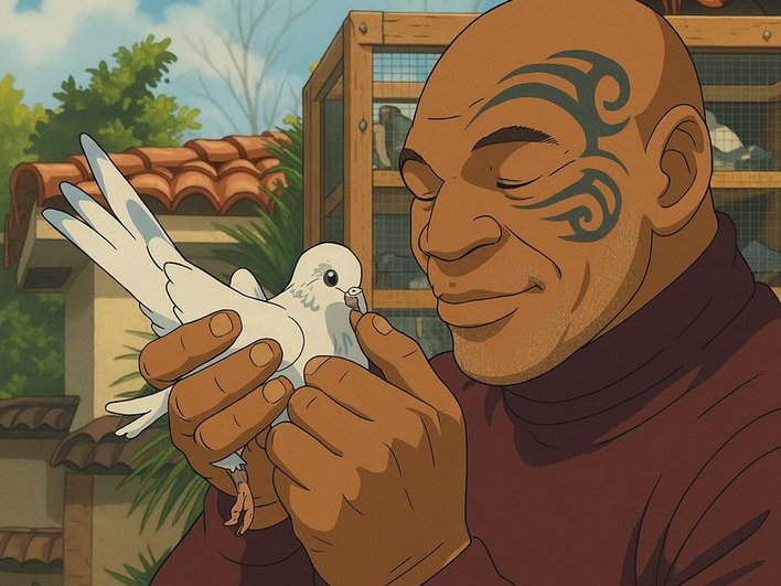 Изображение Studio Ghibli, сгенерированное бывшим боксером Майком Тайсоном Изображение Studio Ghibli, сгенерированное бывшим боксером Майком Тайсоном