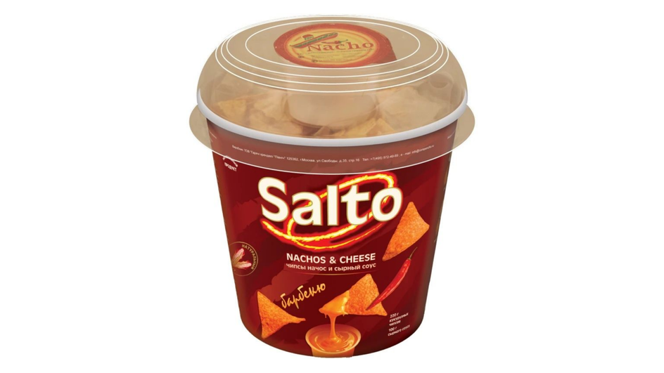Чипсы начос фирмы Salto серия Барбекю с сырным соусом Чипсы начос фирмы Salto серия Барбекю с сырным соусом