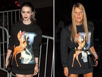 Content image for: 480280 | Свитшот Givenchy с олененком Бэмби пришелся по душе сразу двум известным модницам — актрисе Лили Коллинз (слева) и креативному директору Vogue Japan Анне Делло Руссо