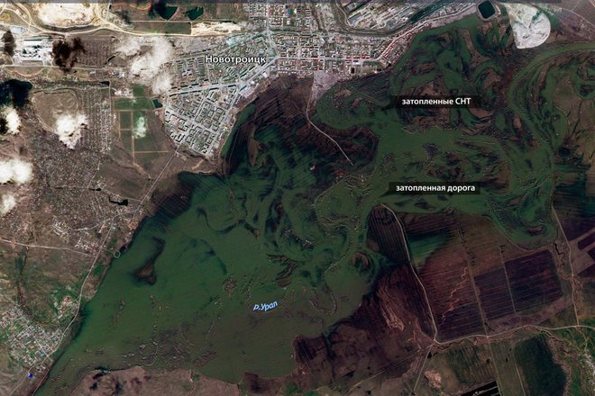Российские спутники сделали новые фото паводков Тюменской, Оренбургской и Курганской областей
