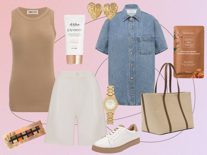 Шорты To Be Blossom; топ Addicted; рубашка Slvrlake; кеды Thomas Munz; сумка 12Storeez; серьги Klever Jewelry; часы Anne Klein; тени для век Catrice; солнцезащитный крем d'Alba; шоколад «Фабрика Природы» Шорты To Be Blossom; топ Addicted; рубашка Slvrlake; кеды Thomas Munz; сумка 12Storeez; серьги Klever Jewelry; часы Anne Klein; тени для век Catrice; солнцезащитный крем d'Alba; шоколад «Фабрика Природы»