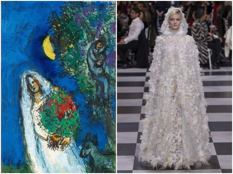 Марк Шагал «Невеста под луной». Образ из коллекции Christian Dior.
