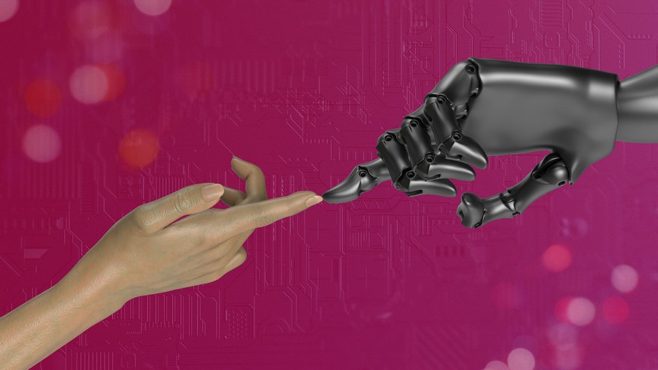 художественное изображение соприкосновения человека и ИИ художественное изображение соприкосновения человека и ИИ