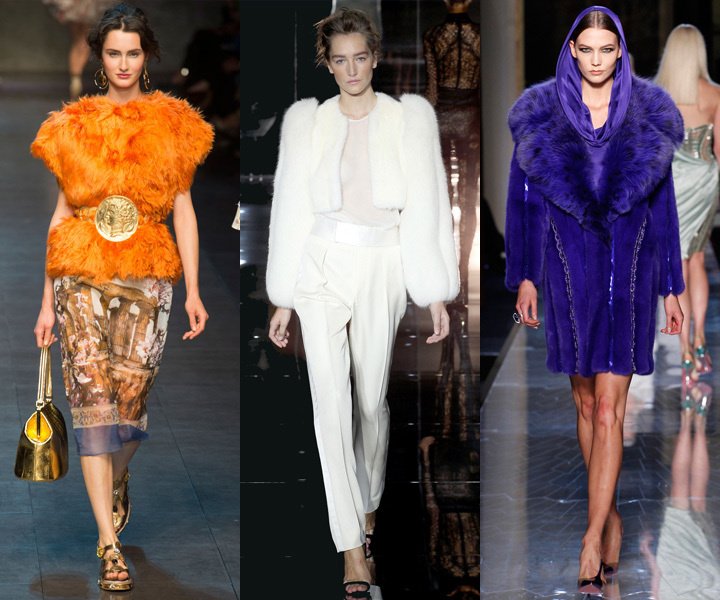 Показы коллекций Dolce & Gabbana (слева), Tom Ford (в центре) или Versace