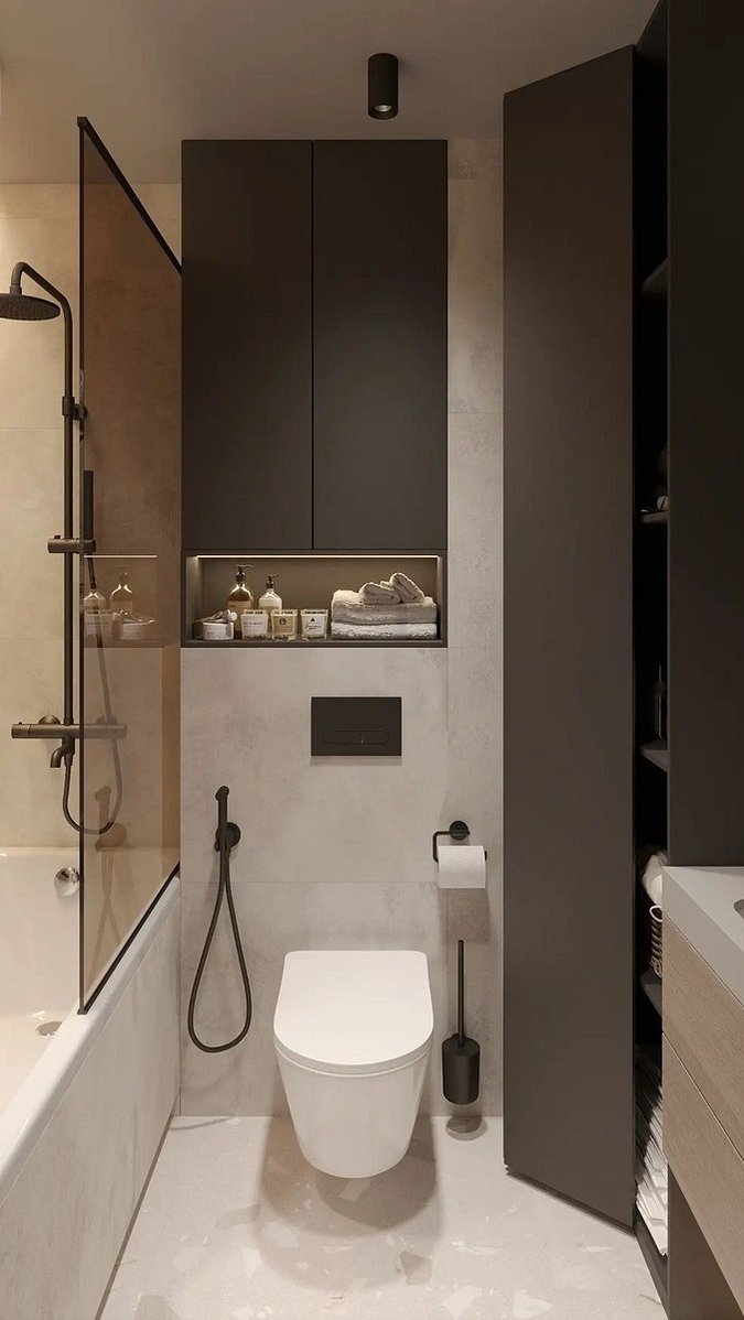 Дизайн ванной комнаты с туалетом: 6 готовых планировок и 90 фотопримеров