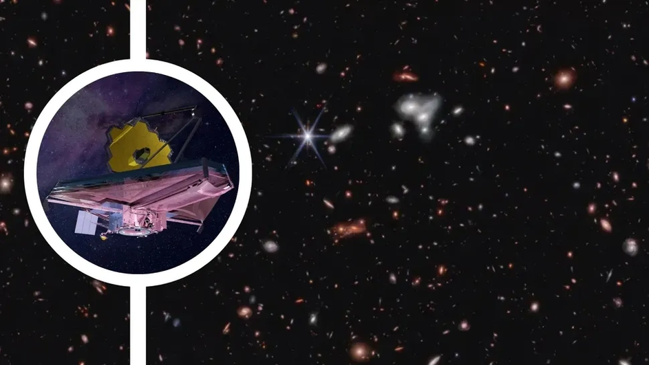 Расширенная полоса Грота (основное изображение), которую смог заснять JWST (врезка)