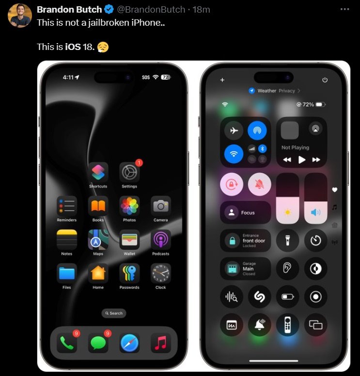 Это не айфон с джейлбрейком. Это iOS 18