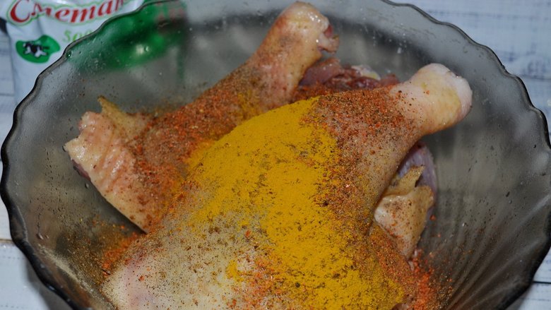 Куриные окорочка в горчичном маринаде в рукаве в духовке