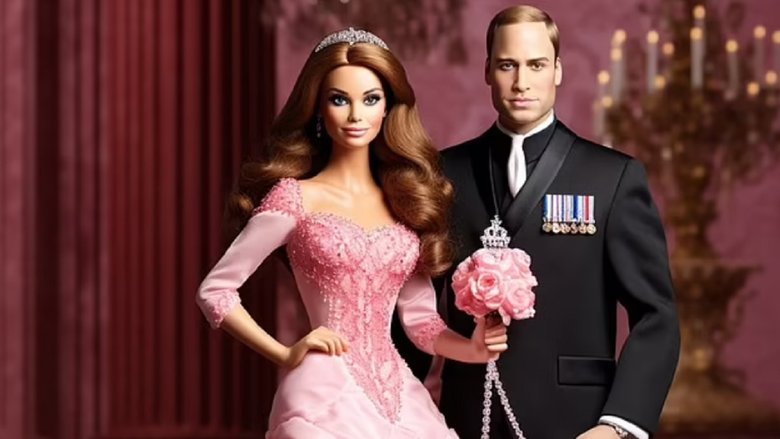 Кейт Миддлтон и принц Уильям в образах Барби и Кена