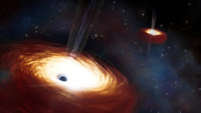 Слияние двух сверхмассивных черных дыр