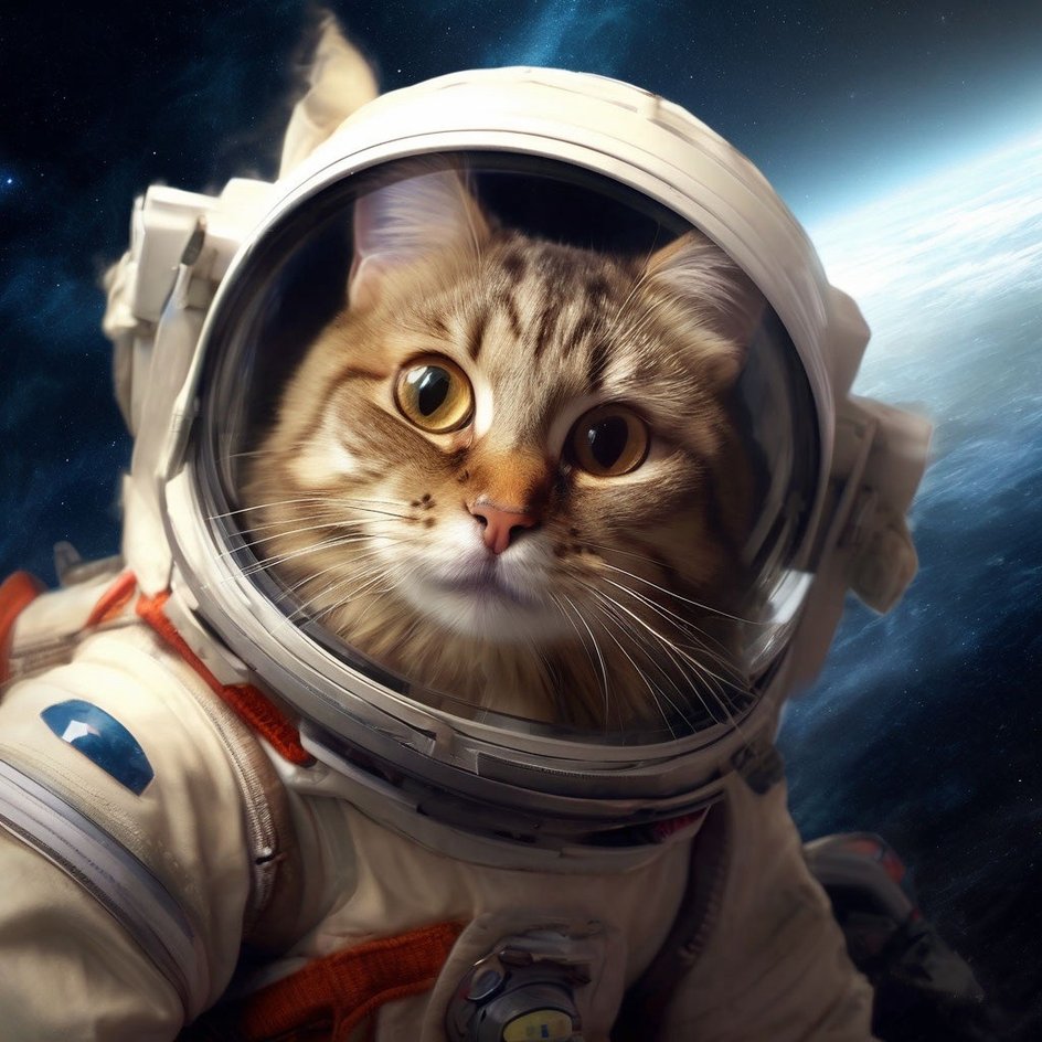Кот в космосе, сгенерированный «Шедеврумом»