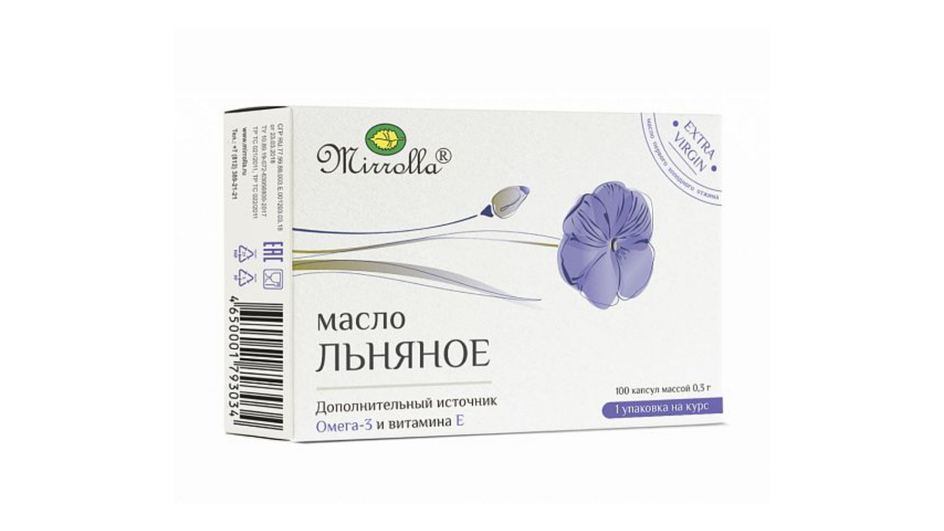 Льняное масло в капсулах фирмы Mirrolla Льняное масло в капсулах фирмы Mirrolla