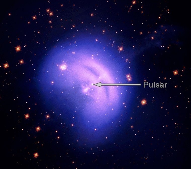На этом изображении показана ветровая туманность пульсара Вела. Светло-голубым отражены данные о поляризации рентгеновских лучей, полученные с помощью NASA Imaging X-ray Polarimetry Explorer. Розовый и фиолетовый цвета соответствуют данным рентгеновской обсерватории NASA «Чандра», которая ранее наблюдала за Велой. Космический телескоп NASA «Хаббл» предоставил изображения звезд на заднем плане. Фото: NASA