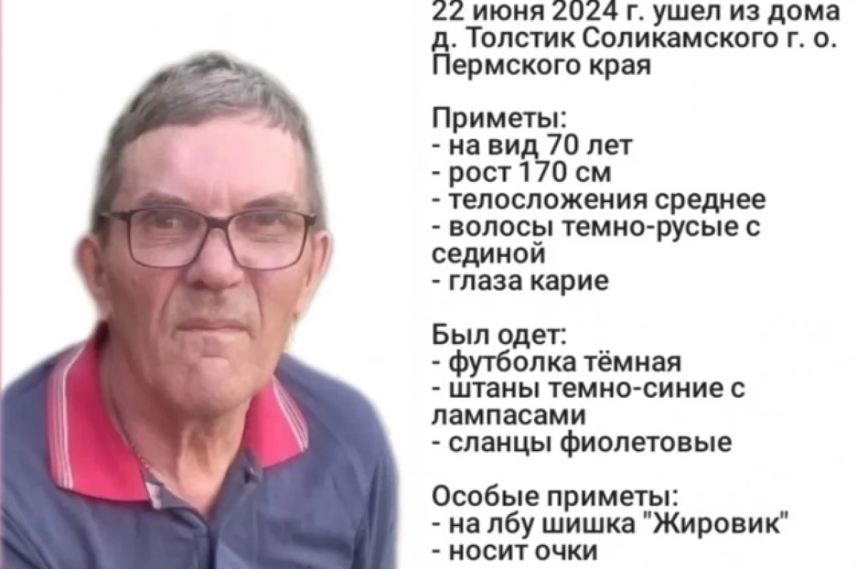 В Пермском крае больше недели ищут пропавшего 69-летнего мужчину - Новости  Mail.ru