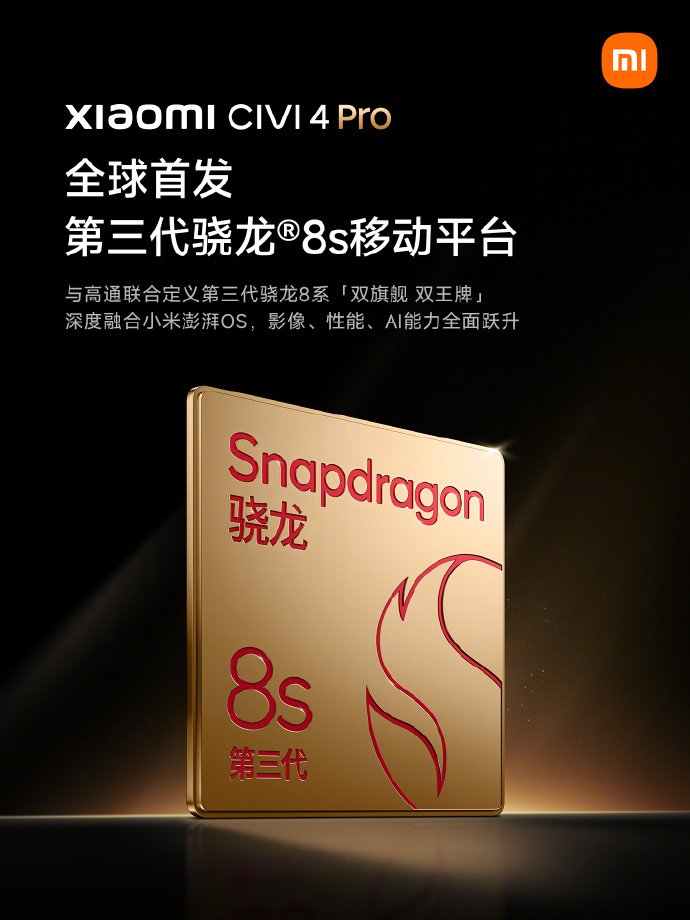 Xiaomi Civi 4 Pro получит Snapdragon 8s Gen 3