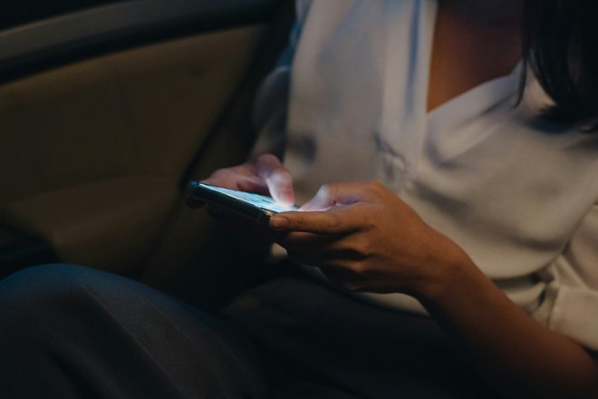 smartphone on the train