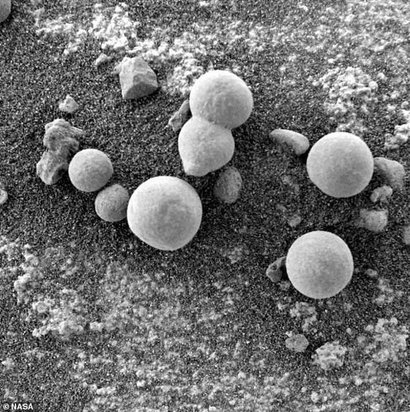 Странные структуры на камне внизу слева — «марсианские грибы». Фото: NASA / Daily Mail