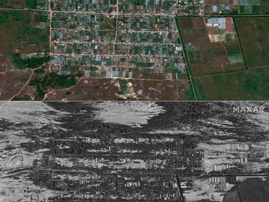 Фотографии масштаба бедствия, случившегося после разрушения плотины Каховской ГЭС. Фото: AFP, 2023