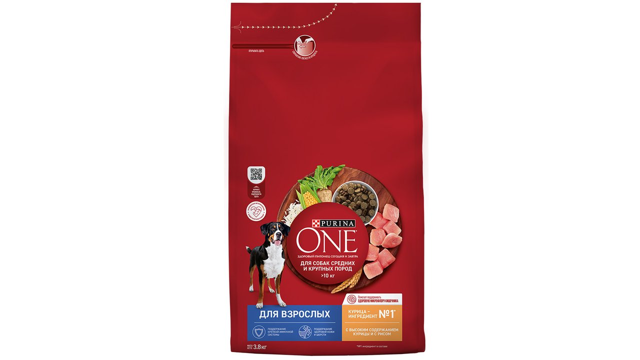 Корм Purina ONE® для взрослых собак средних и крупных пород