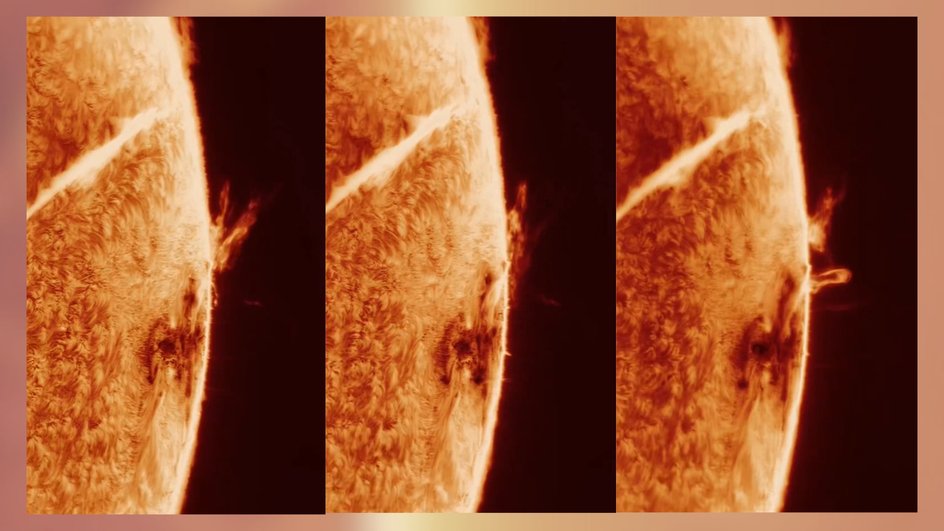 Крупный план области солнечных пятен во время третьего дня наблюдений Маккарти 29 мая.
