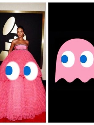 Slide image for gallery: 4810 | кроме мочалки для душа розовое платье Рианны также сравнили с персонажем игры Pacman...