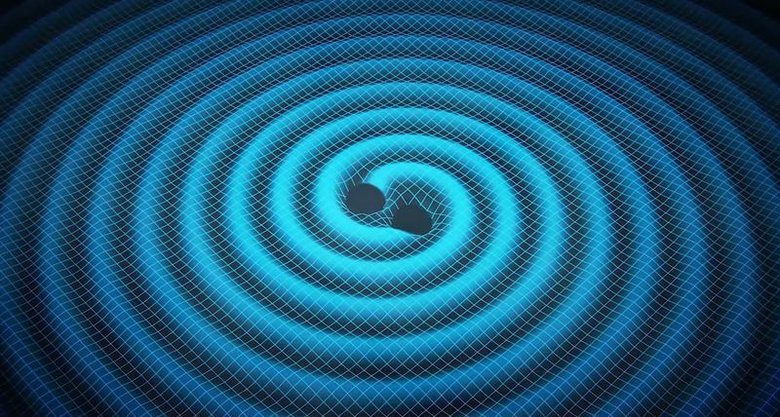 Рябь, создаваемая черными дырами, когда они сливаются. Изображение: NASA.