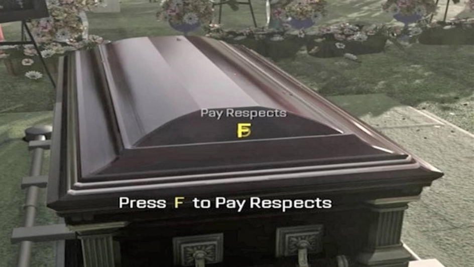 Картинка из игры с отсылкой на мем Press F to pay respect