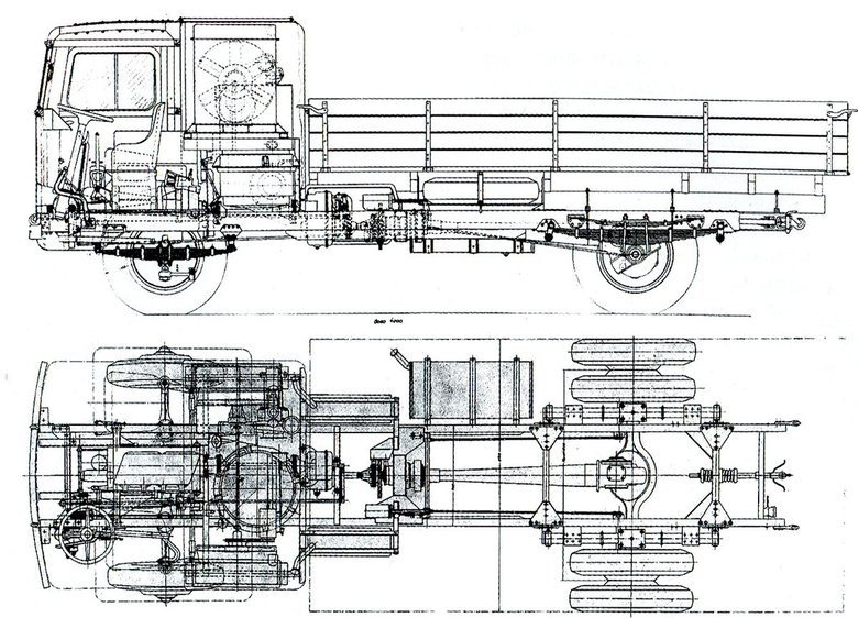 Компоновочная схема парового грузовика на 6000 кг НАМИ-012