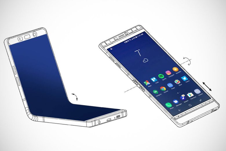 Изображение складного смартфона из патента Samsung