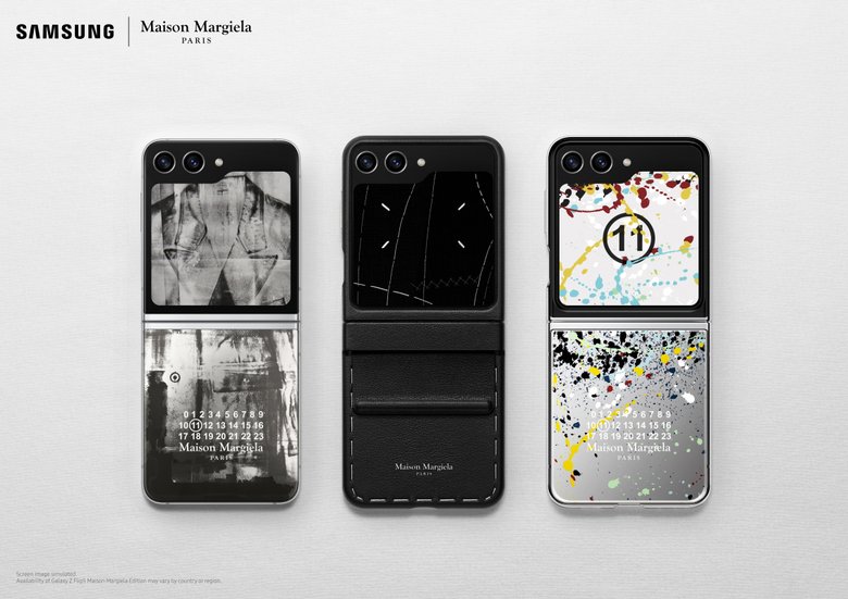 Смартфон Samsung Galaxy Z Flip5 Maison Margiela Edition и его чехлы. Фото: Samsung