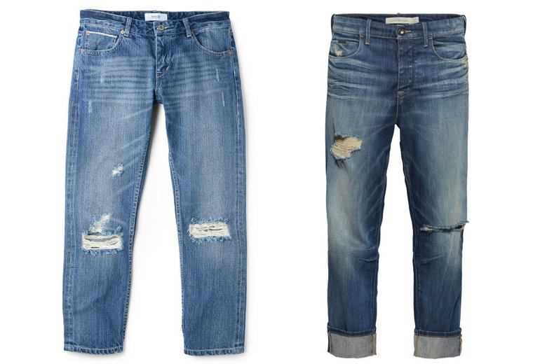 Слева: джинсы, Mango, 3999 руб.; справа: джинсы, Calvin Klein Jeans, 12 300 руб.