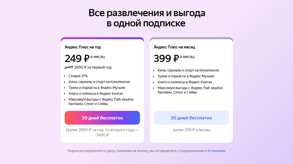 Типы подписки Яндекс Плюс на сайте Типы подписки Яндекс Плюс на сайте