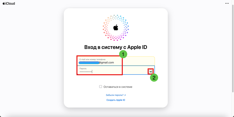 Вход в систему Apple ID