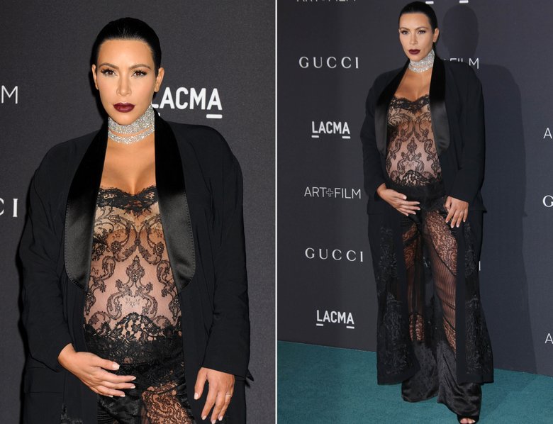 Ким Кардашьян надела «голое» платье, несмотря на беременность