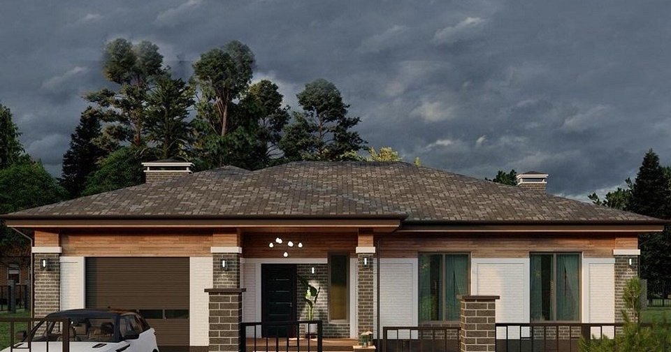 Одноэтажный дом с гаражом: 54 фотоидеи и 10 готовых проектов