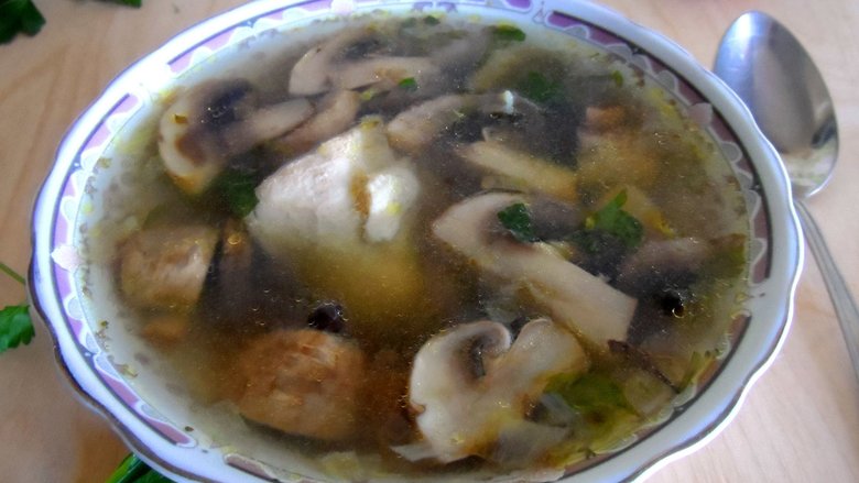 Куриный суп с грибами шампиньонами и зеленью рецепт – Русская кухня: Супы. «Еда»