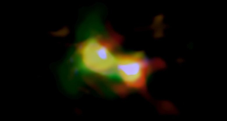 Комбинированное изображение B14−65666, составленное на основе данных ALMA и «Хаббла»