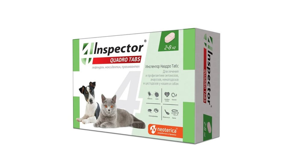 Таблетки от глистов для кошек Neoterica Inspector Quadro Tabs Таблетки от глистов для кошек Neoterica Inspector Quadro Tabs