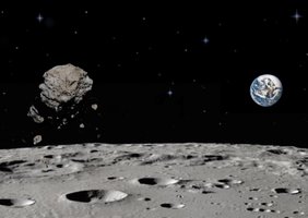 Обломки Луны, которые могут стать квазиспутниками Земли, в представлении художника