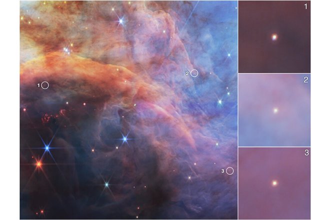 Примеры «несостоявшихся звезд» в туманности Пламя (NGC 2024) Примеры «несостоявшихся звезд» в туманности Пламя (NGC 2024)