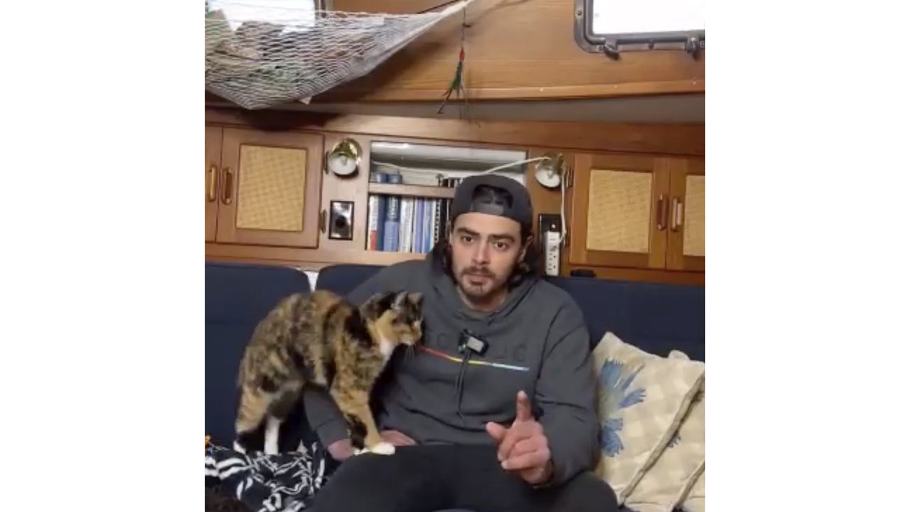 Кот сидит рядом с хозяином Кот сидит рядом с хозяином