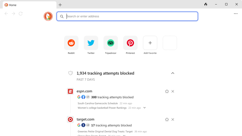 Интерфейс DuckDuckGo.