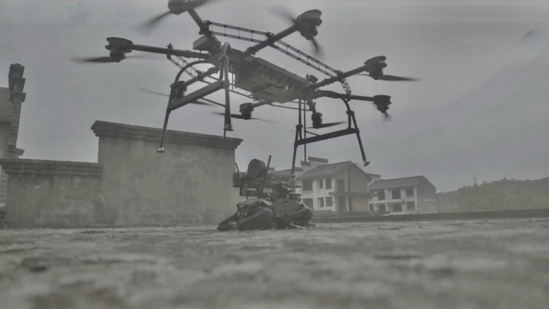 Так выглядит высадка робота с дрона. Фото: Weibo