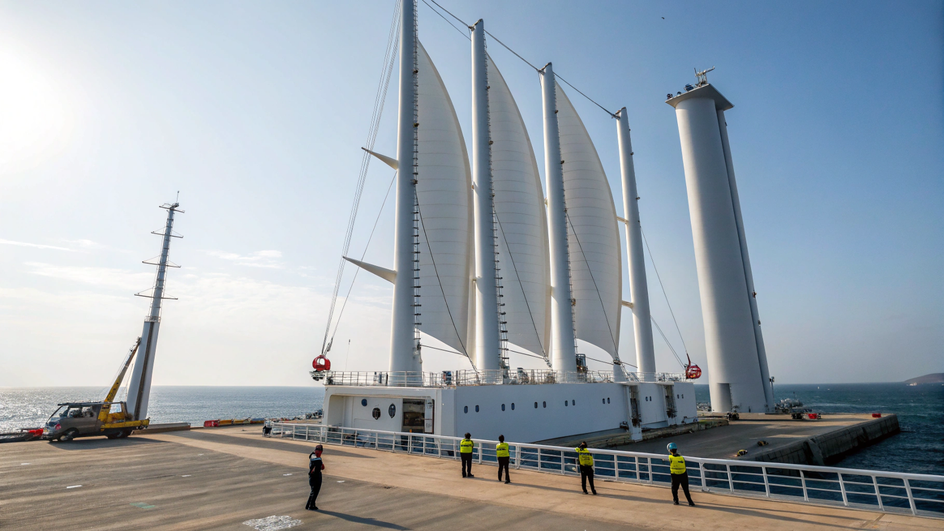 На судне MV Atlantic Orchard установили четыре инновационных паруса eSAIL На судне MV Atlantic Orchard установили четыре инновационных паруса eSAIL