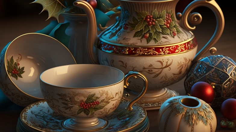 karakat_crockery_with_christmas_decorations_photorealistic_hype_49afdc43-e834-4350-b9a1-322749f9b0ae.png