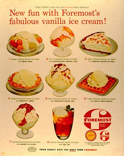 Реклама мороженого Foremost 1950-го года