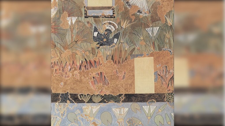Фрагмент фрески, на котором изображен пегий зимородок. Он обитает в Египте круглый год. Фото: The Metropolitan Museum of Art, New York; Antiquity Publications Ltd.