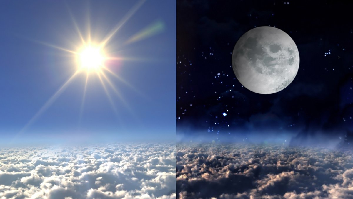 Солнце и Луна вместе на небе