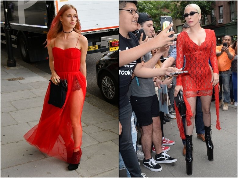 Леди Мэри Чартерис (слева) на летней вечеринке The Summer Party и Леди Гага (справа) по дороге в студию в Нью-Йорке