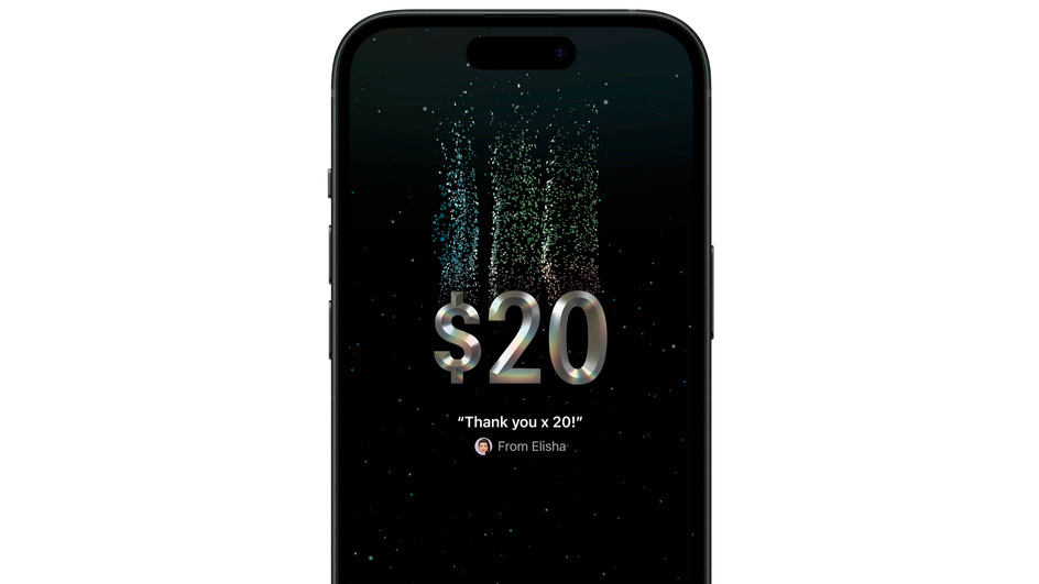 Экран Iphone с новой функцией быстрого обмена деньгами